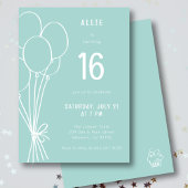 Invitation Balloon d'anniversaire tiré à la main N'importe qu