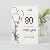 Invitation Balloon d'anniversaire tiré à la main N'importe qu (Debout devant)