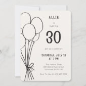 Invitation Balloon d'anniversaire tiré à la main N'importe qu (Devant)