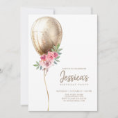 Invitation Balloon de luxe Parties scintillant beige Annivers (Devant)