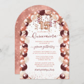 Invitation Balloon de Parties scintillant de la Quinceañera R (Devant / Derrière)