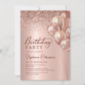 Invitation Balloon de Parties scintillant d'or Rose moderne 4 (Devant)