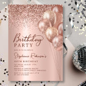 Invitation Balloon de Parties scintillant d'or Rose moderne 6