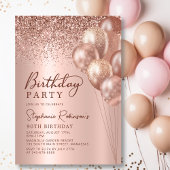 Invitation Balloon de Parties scintillant d'or Rose moderne 9