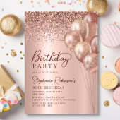Invitation Balloon de Parties scintillant d'or Rose moderne 9