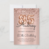 Invitation Balloon de Parties scintillant or Rose élégant 85e (Devant)