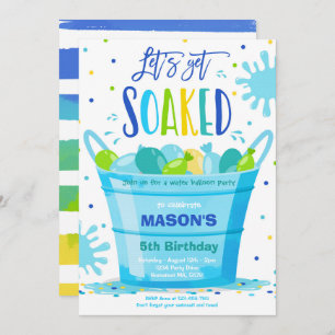 Invitation Balloon d'eau Anniversaire Fête Balloon d'eau d'ét