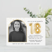 Invitation Balloon d'or moderne Confetti 18e fête d'anniversa (Debout devant)