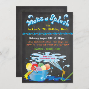 Invitation Balloon en tableau de bord d'eau Anniversaire Invi