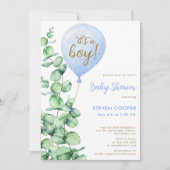 Invitation Balloon Eucalyptus moderne C'est un Baby shower ga (Devant)