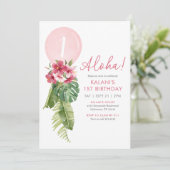 Invitation Balloon floral tropical Luau 1er anniversaire (Debout devant)