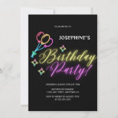 Invitation Balloon noir couleur néon brillant Anniversaire (Devant)