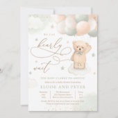 Invitation Balloon Ours Teddy Baby shower neutre (Devant)