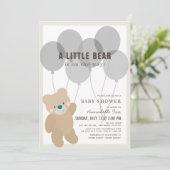 Invitation Balloon Ours Teddy Baby shower neutre (Debout devant)