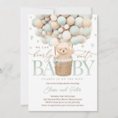 Invitation Balloon Ours Teddy Baby shower neutre (Devant)