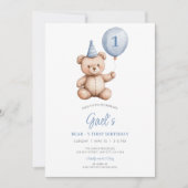 Invitation Balloon Ours Teddy Premier anniversaire (Devant)