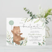 Invitation Balloon Ours vert Baby shower neutre genre (Debout devant)