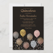 Invitation Balloon parties scintillant Quinceñera (Devant)