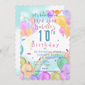 Invitation Balloon Pastel Anniversaire (Devant / Derrière)