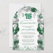 Invitation Balloon Quinceañera blanc vert (Devant)