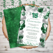 Invitation Balloon Quinceañera blanc vert