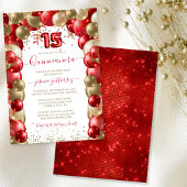 Invitation Balloon Quinceañera en or rouge