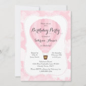 Invitation Balloon rose chaud Fille Anniversaire (Devant)