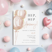 Invitation Balloon rose Fille premier anniversaire