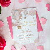 Invitation Balloon Rose Hot Air Fille Premier anniversaire
