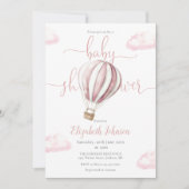 Invitation Balloon rose Hot Air Girl tout en un Baby shower (Devant)