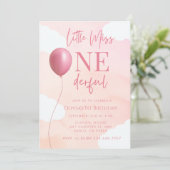 Invitation Balloon rose Little Miss Onederful 1er anniversair (Debout devant)
