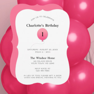 Invitation Balloon rose moderne minimaliste N'importe quel no