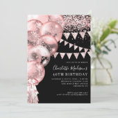 Invitation Balloon Rose noir Parties scintillant or n'importe (Debout devant)