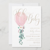 Invitation Balloon rose Oh Baby shower bébé (Devant)
