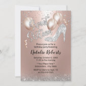 Invitation Balloon rose or argent talon haut moderne doux 16 (Devant)