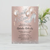 Invitation Balloon rose or argent talon haut moderne doux 16 (Debout devant)