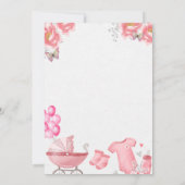 Invitation Balloon rose poussette bébé fille naissance musulm (Dos)