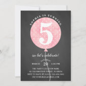 Invitation Balloon rose Rustique Noir Chalkboard Anniversaire (Devant)