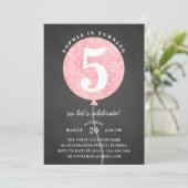 Invitation Balloon rose Rustique Noir Chalkboard Anniversaire (Debout devant)
