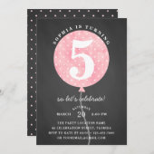 Invitation Balloon rose Rustique Noir Chalkboard Anniversaire (Devant / Derrière)