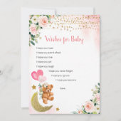 Invitation Balloon rose Teddy Bear Wives for Baby Game Card (Devant)