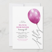 Invitation Balloon rose tendance 50e anniversaire (Devant)