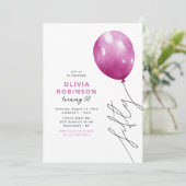 Invitation Balloon rose tendance 50e anniversaire (Debout devant)