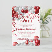 Invitation Balloon rouge Surprise Anniversaire (Debout devant)