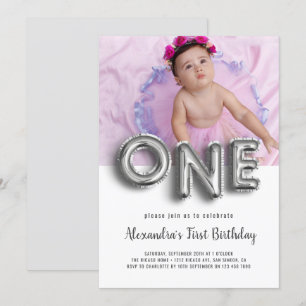 Invitation Balloon Texte Premier anniversaire Photo personnal