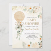 Invitation Balloon vert Baby shower neutre genre (Devant)