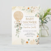 Invitation Balloon vert Baby shower neutre genre (Debout devant)