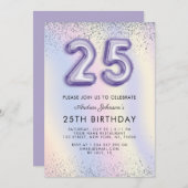 Invitation Balloon violet numéro 25e anniversaire Holographiq (Devant / Derrière)