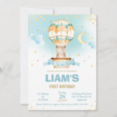 Invitation Balloon Whimsal Hot Air Teddy Bear Boy Anniversair (Devant)