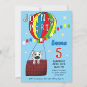 Invitation Balloon Whimsical Hot Air Chat Anniversaire (Devant)